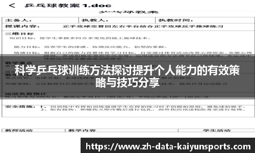 科学乒乓球训练方法探讨提升个人能力的有效策略与技巧分享